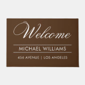 ようこそ|名前|住所モダン ドアマット (正面)