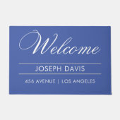 ようこそ|名前|住所モダン ドアマット (正面)