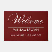 ようこそ|名前|住所モダン ドアマット (正面)