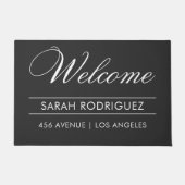 ようこそ|名前|住所モダン ドアマット (正面)