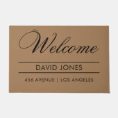 ようこそ|名前|住所モダン ドアマット (正面)