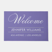 ようこそ|名前|住所モダン ドアマット (正面)