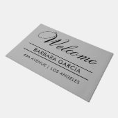 ようこそ|名前|住所モダン ドアマット (アングル)