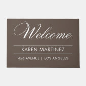 ようこそ|名前|住所モダン ドアマット (正面)
