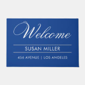 ようこそ|名前|住所モダン ドアマット (正面)