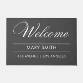 ようこそ|名前|住所モダン ドアマット (正面)