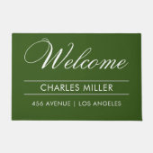 ようこそ|名前|住所モダン ドアマット (正面)