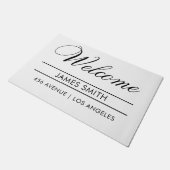 ようこそ|名前|住所モダン ドアマット (アングル)