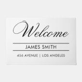 ようこそ|名前|住所モダン ドアマット (正面)