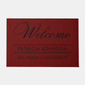 ようこそ|名前|住所モダン ドアマット (正面)