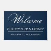 ようこそ|名前|住所モダン ドアマット (正面)