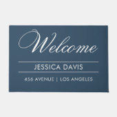 ようこそ|名前|住所モダン ドアマット (正面)