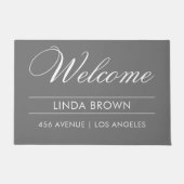 ようこそ|名前|住所モダン ドアマット (正面)