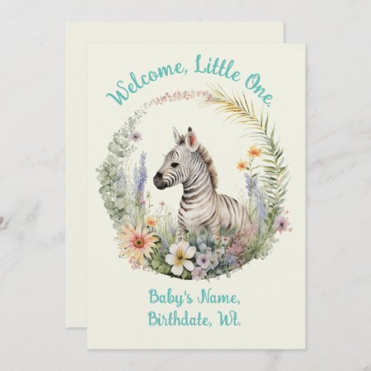 ようこそ、小さな1人の出産発表/赤ちゃんシャワー 招待状 (正面/裏面)