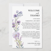 ようこそ&感謝していフローラの結婚ゲストテーブルカード 招待状 (正面)