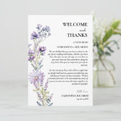 ようこそ&感謝していフローラの結婚ゲストテーブルカード 招待状 (スタンド正面)