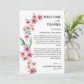 ようこそ&感謝していフローラの結婚ゲストテーブルカード 招待状 (スタンド正面)