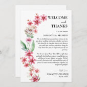 ようこそ&感謝していフローラの結婚ゲストテーブルカード 招待状 (正面/裏面)