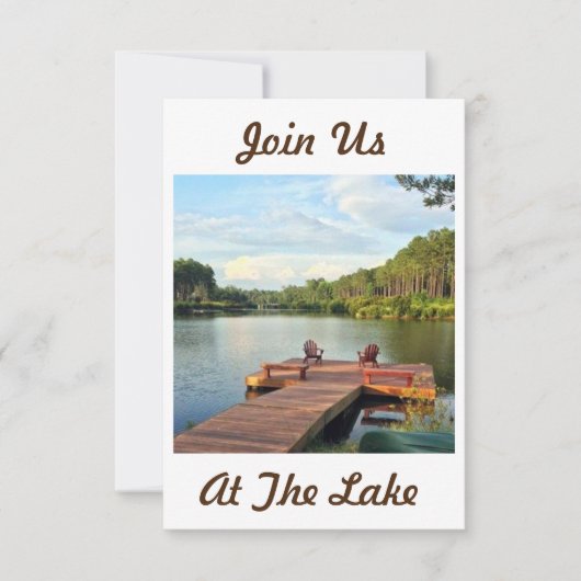 ようこそ「我々のレイクハウスへ」引っ越し祝いパーティー招待状 招待状 (正面)