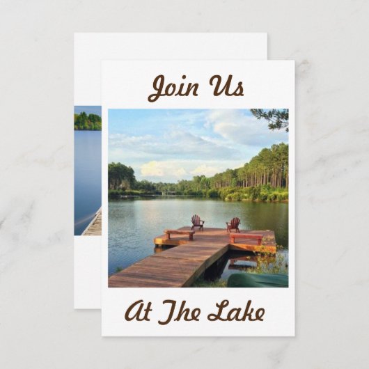 ようこそ「我々のレイクハウスへ」引っ越し祝いパーティー招待状 招待状 (正面/裏面)