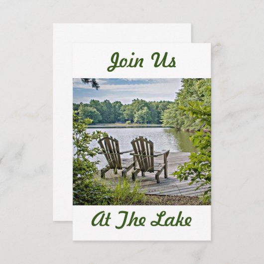 ようこそ「我々のレイクハウスへ」引っ越し祝いパーティー招待状 招待状 (正面/裏面)