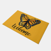 ようこそ（昆虫）オオカバマダラ、モナークバタフライウォーター絵画カラー ドアマット (アングル)