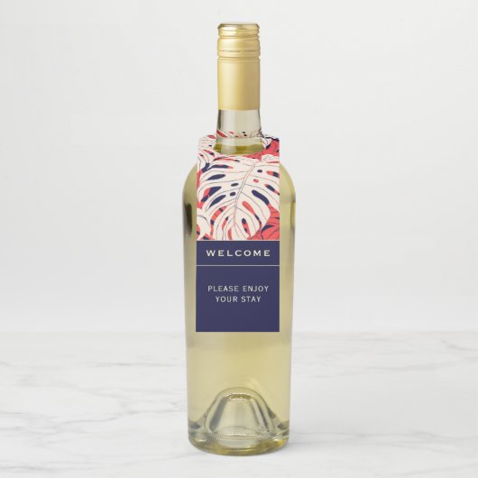 ようこそ |熱帯のヤシの葉 |休暇レンタルボット ボトルネックタグ (ボトル)