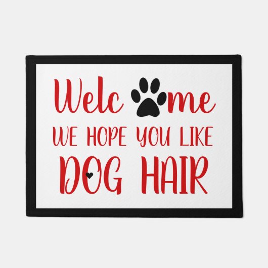 ようこそ、犬の毛が可愛いと思います ドアマット (正面)