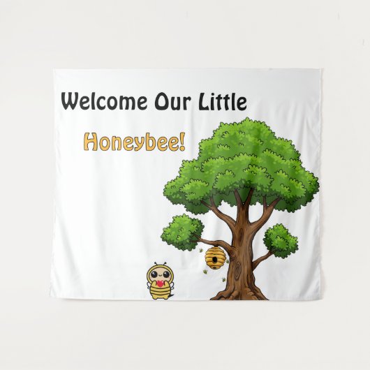 ようこそ 私たちの小さなハチの赤ちゃん シャワータペストリー タペストリー (正面(横))