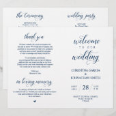 ようこそ、結婚の式典、折り畳み可能なネイビーブルー (正面/裏面)