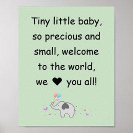 ようこそ、象、壁の装飾のための子供部屋 ポスター