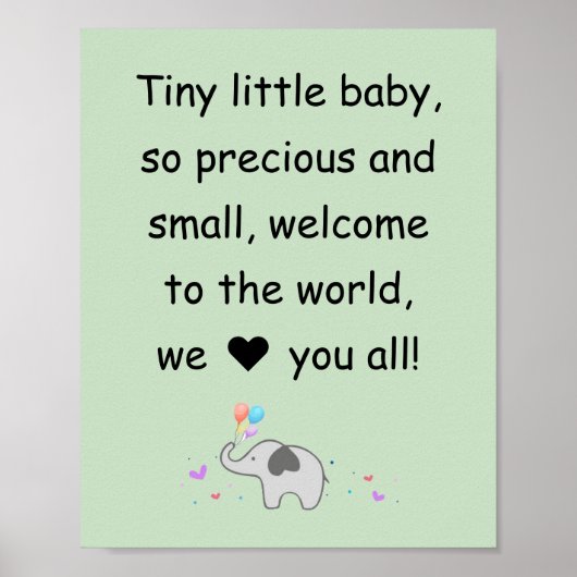 ようこそ、象、壁の装飾のための子供部屋 ポスター (正面)