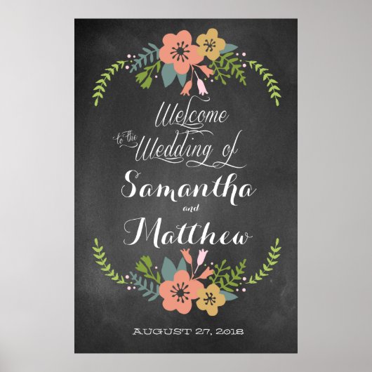 ようこそ"Chalkboard"結婚の看板ポスター32x48 ポスター (正面)
