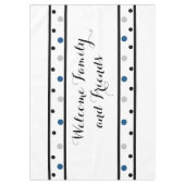 ようこそAzure Blue Silver Black水玉模様 テーブルクロス (正面)