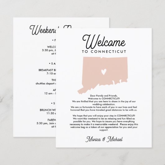ようこそCONNECTICUTレター&旅程ANY COLOR (正面/裏面)