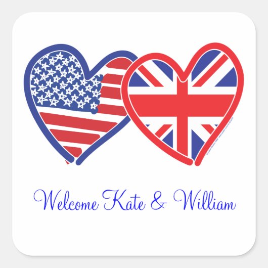 ようこそKate & William/王室の結婚の スクエアシール (正面)