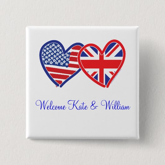 ようこそKate & William/王室の結婚の 缶バッジ (正面)