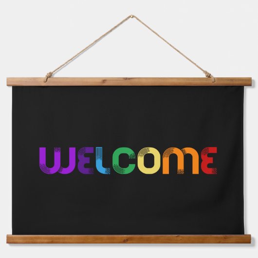 ようこそLGBTレインボー国旗 吊り下げ型タペストリー (正面)