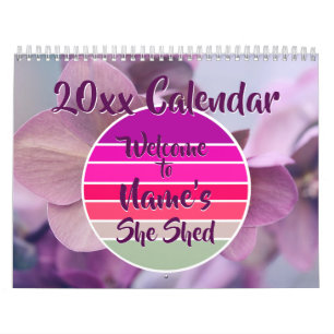 ようこそName's She Shed 20xxレトロサンセット カレンダー