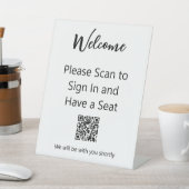 ようこそQRコードをスキャンしてサインインするにはシートを持つ 台座サイン (インサイチュ)