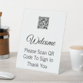 ようこそQRコードをスキャンしてサインインテンプレート 台座サイン (インサイチュ)