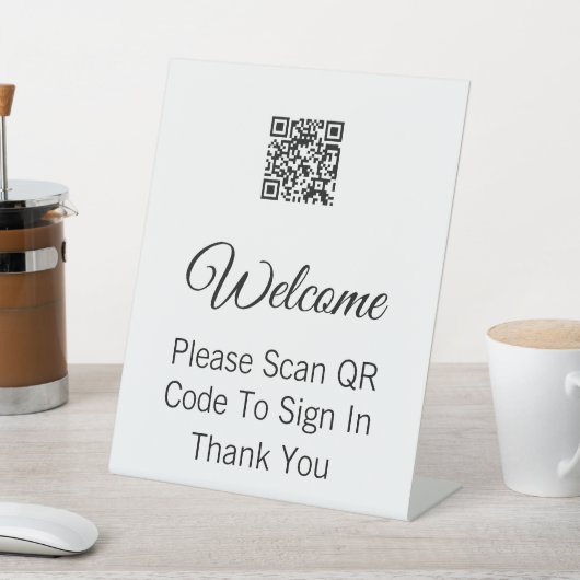 ようこそQRコードをスキャンしてサインインテンプレート 台座サイン (インサイチュ)