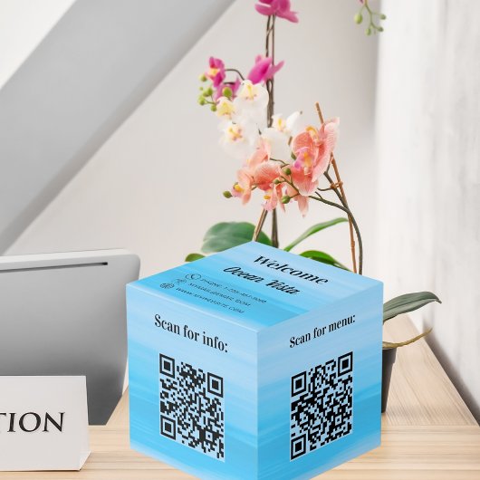ようこそQRコード情報ホテルレストランテーブルビーチ フォトキューブ