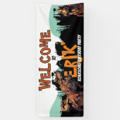 ようこそTレックスバナー – Roaring Dinoパーティー看板 横断幕 (縦)