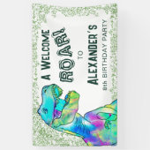 ようこそTレックス轟音恐竜8th誕生日パーティー 横断幕 (縦)