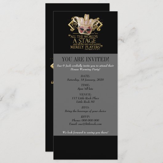 ように引用文(金ゴールド版)を上演するのを好むそれが 招待状 (正面/裏面)