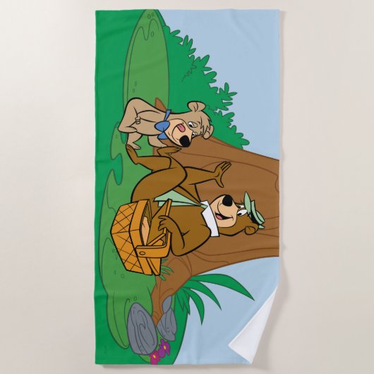 よぎクマとブーのピクニックスナック ビーチタオル (正面)