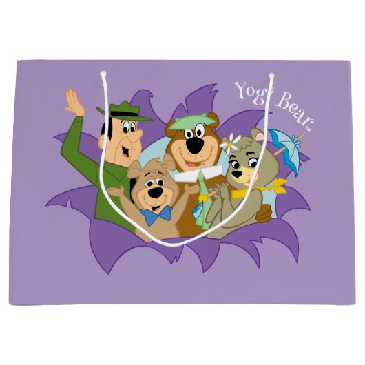 よぎクマと友人の驚き ラージペーパーバッグ (正面)