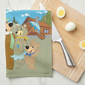 よぎ熊と友人の温かい歓迎 キッチンタオル (四つ折り)