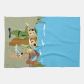 よぎ熊と友人の温かい歓迎 キッチンタオル (横)